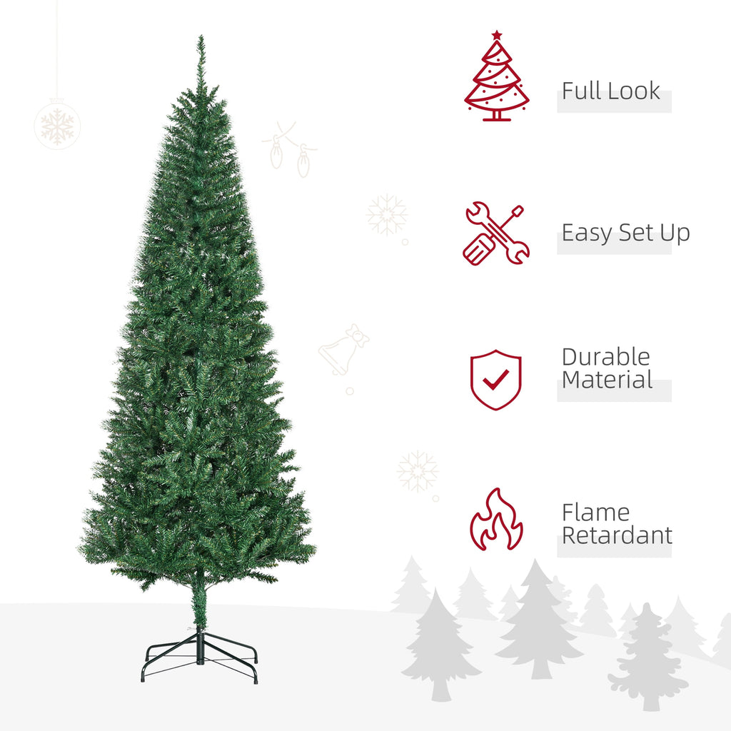 HOMCOM 8' Artificial Christmas Tree Holiday Home Décor, 618 Tips, Black