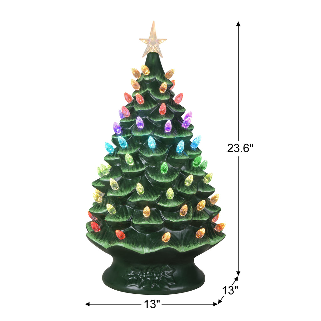 Mr. Christmas 24 in. Green Nostalgic Ceramic Tree with Lightshow