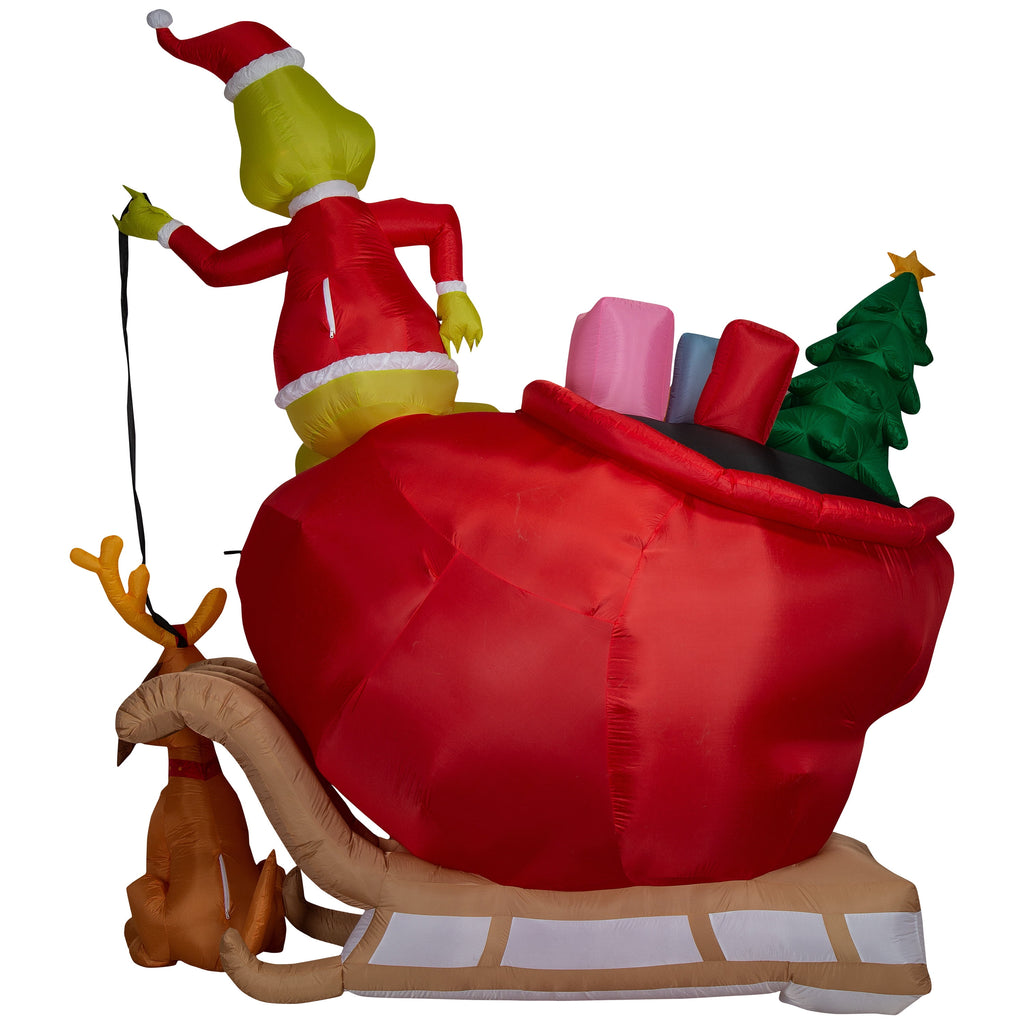Airblown Inflatables Christmas 12 Foot Grinch and Max in Sleigh