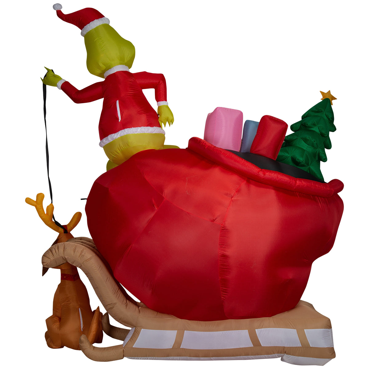 Airblown Inflatables Christmas 12 Foot Grinch and Max in Sleigh