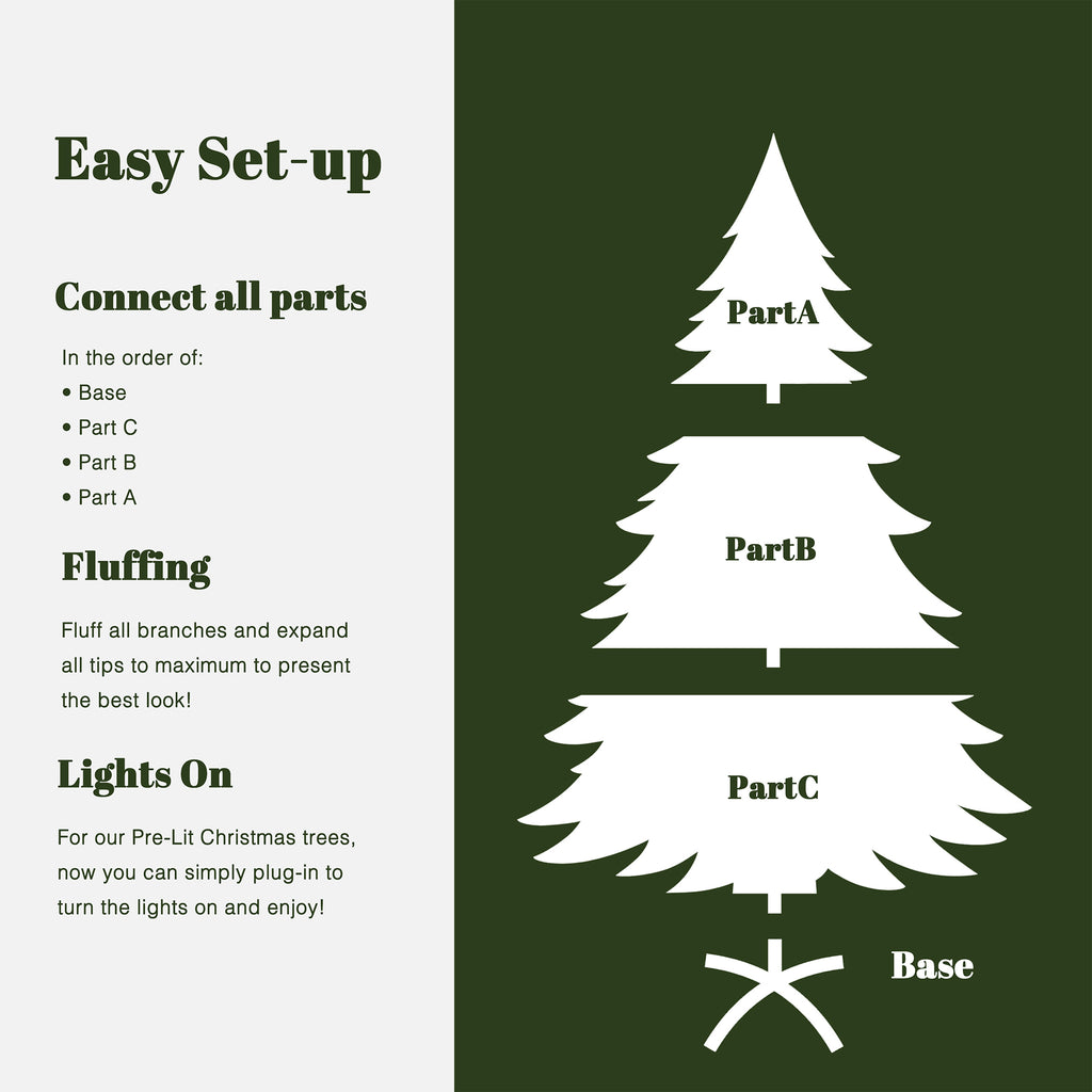 LuxenHome 6.5Ft Pre-Lit Green Cypress Artificial Christmas Tree with Metal Stand