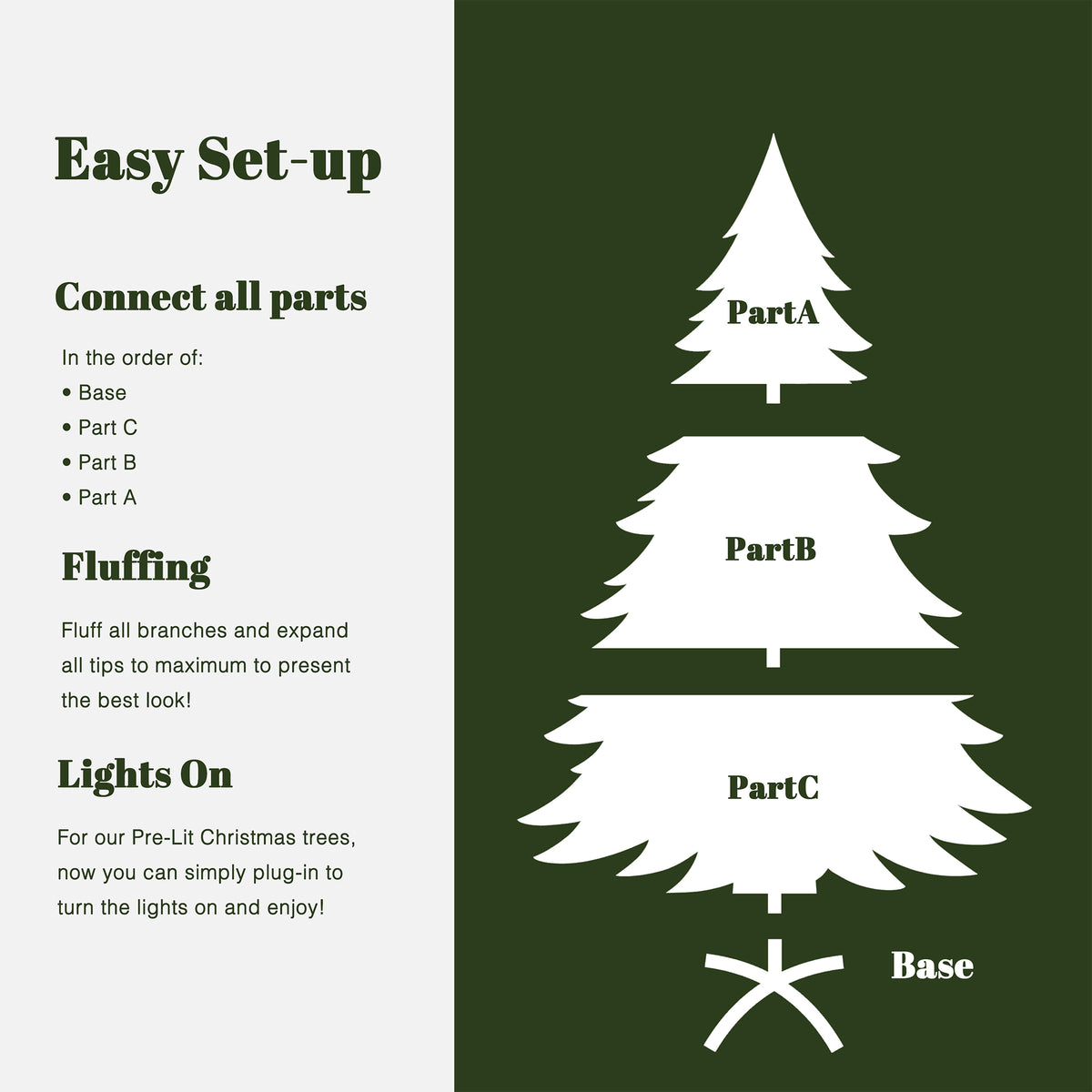 LuxenHome 6.5Ft Pre-Lit Green Cypress Artificial Christmas Tree with Metal Stand