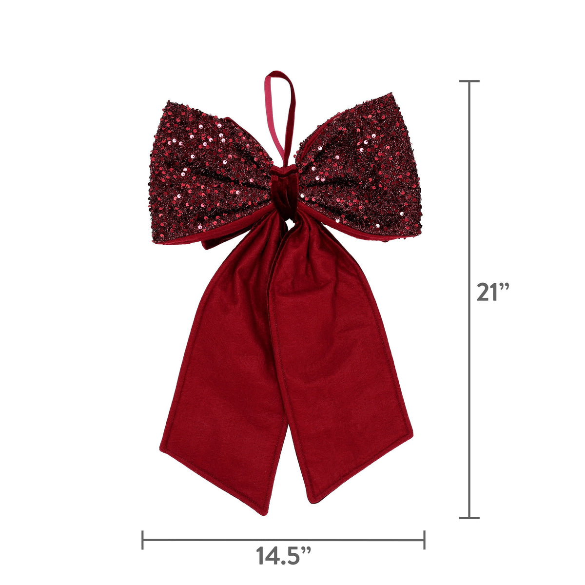 Red Velvet and Sequin Decorative Christmas Bow, 21", by Holiday Time