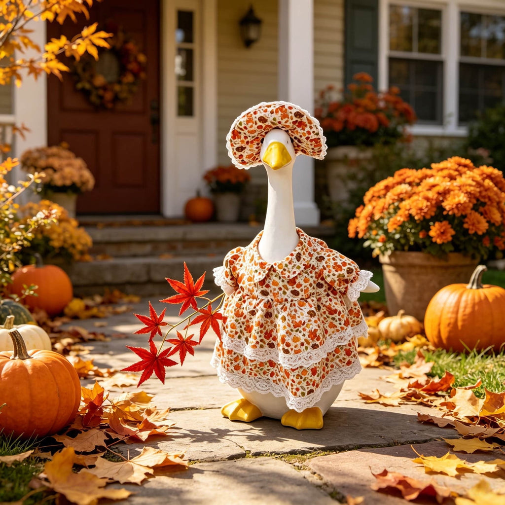 Lzobxe Porch Goose Clothes, Casual Style Lawn Yard Garden Decor for 23" High Cement or Plastic Geese, Goose Costume for All Season and Occasiona