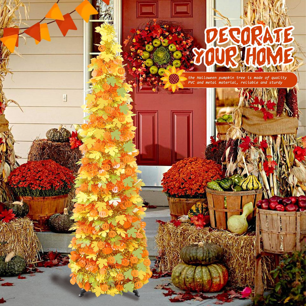 Ayieyill 5ft Halloween Tree Prelit, Pencil Pop up Tree with Light Halloween Decoration | Indoor | Black