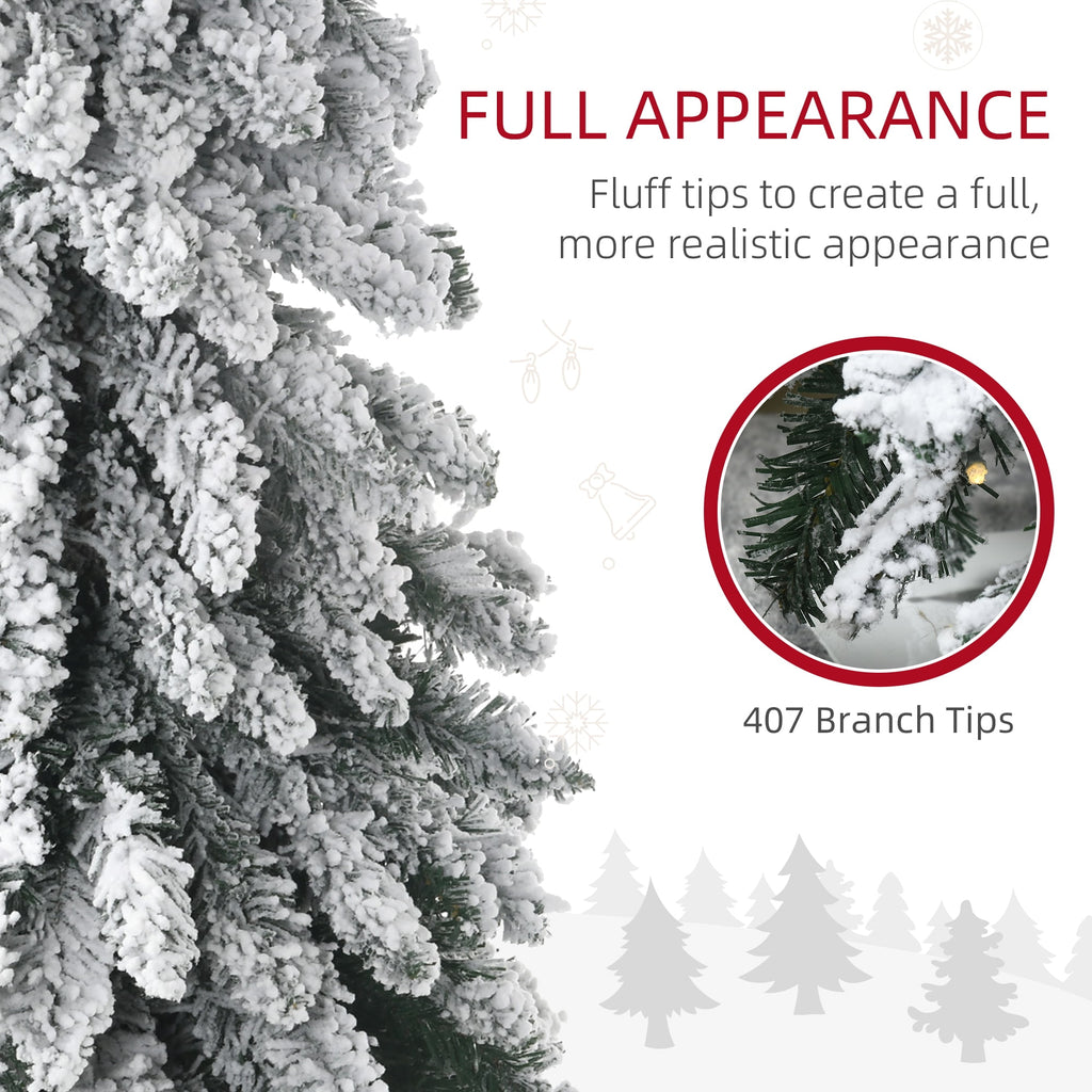 HOMCOM 4' Downswept Slim Snow Artificial Christmas Tree with LED Lights