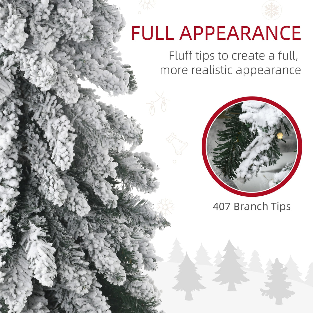 HOMCOM 4' Downswept Slim Snow Artificial Christmas Tree with LED Lights