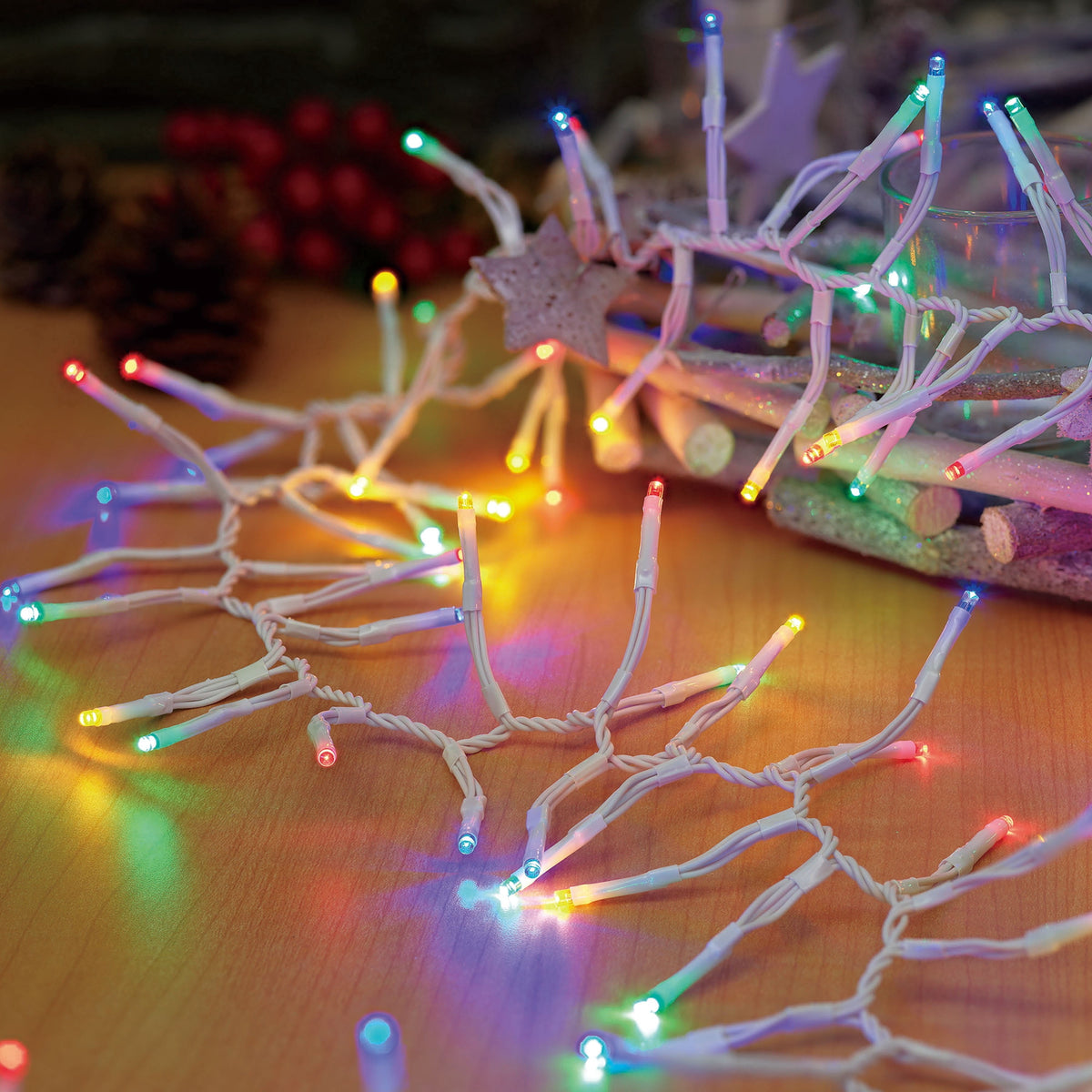 Indoor/Outdoor 200-Count LED 8-Function Micro Christmas Garland Lights, Warm White, White Wire, 9', by Holiday Time
