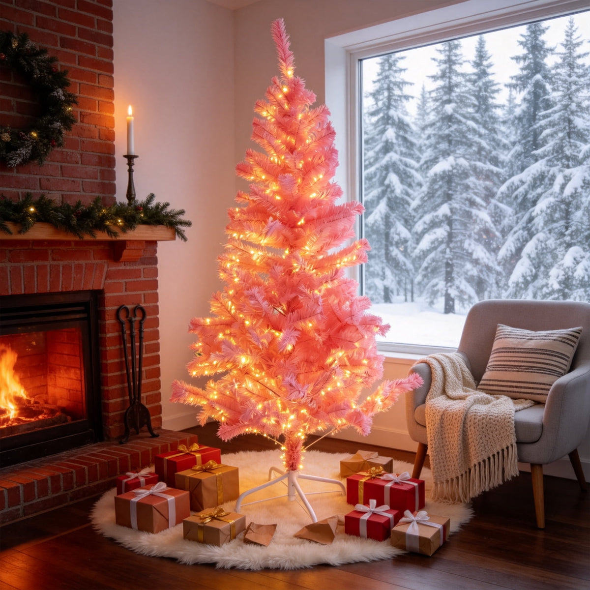 AGCAN Artificial Christmas Tree, 5ft Unlit Christmas Pine Tree with 350 Branch Tips, Xmas Tree with Metal Stand for Indoor Home Office Decor, Green