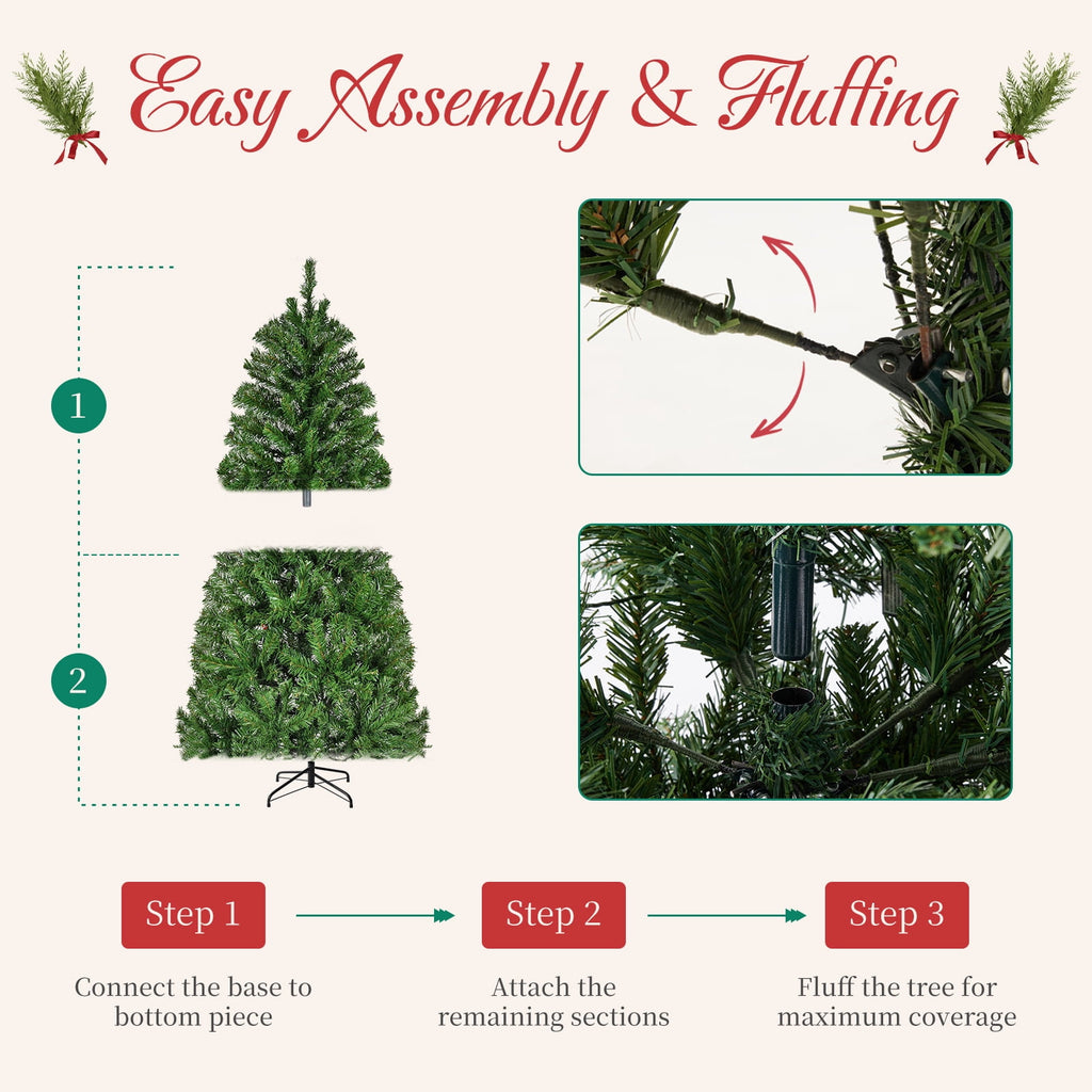 CONCETTA 6FT Pre-Lit Artificial Spruce Christmas Tree with Multicolor LED Lights, Realistic Indoor Home Holiday Decoration
