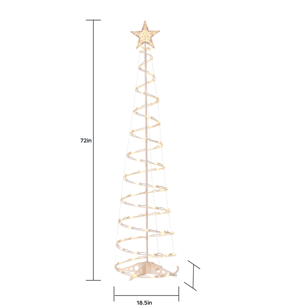 Indoor/Outdoor LED 8-Function Color-Changing Spiral Christmas Tree, Cool White to Multicolor, 6', by Holiday Time