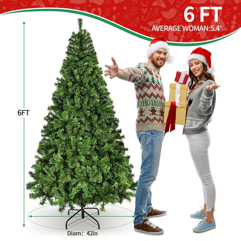 Vebreda 7FT Artificial Christmas Tree, 800 Branch Tips, Xmas Tree with Metal Stand, PE+PVC Holiday Decoration for Home, Office