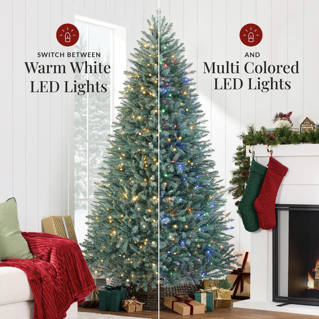 Best Choice Products 6ft Pre-Lit Premium Nordic Fir Artificial Full Christmas Tree w/2-in-1 Twinkle LEDs Blue Spruce