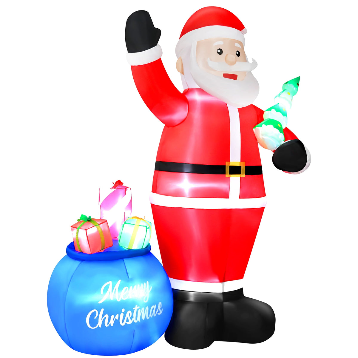 Yexmas 8FT Christmas Inflatable Santa Claus Outdoor Decorations,Blow Up Santa Claus with Gifts Bag, Built-in Brilliant LED Lights Xmas Inflatables Yard Decor