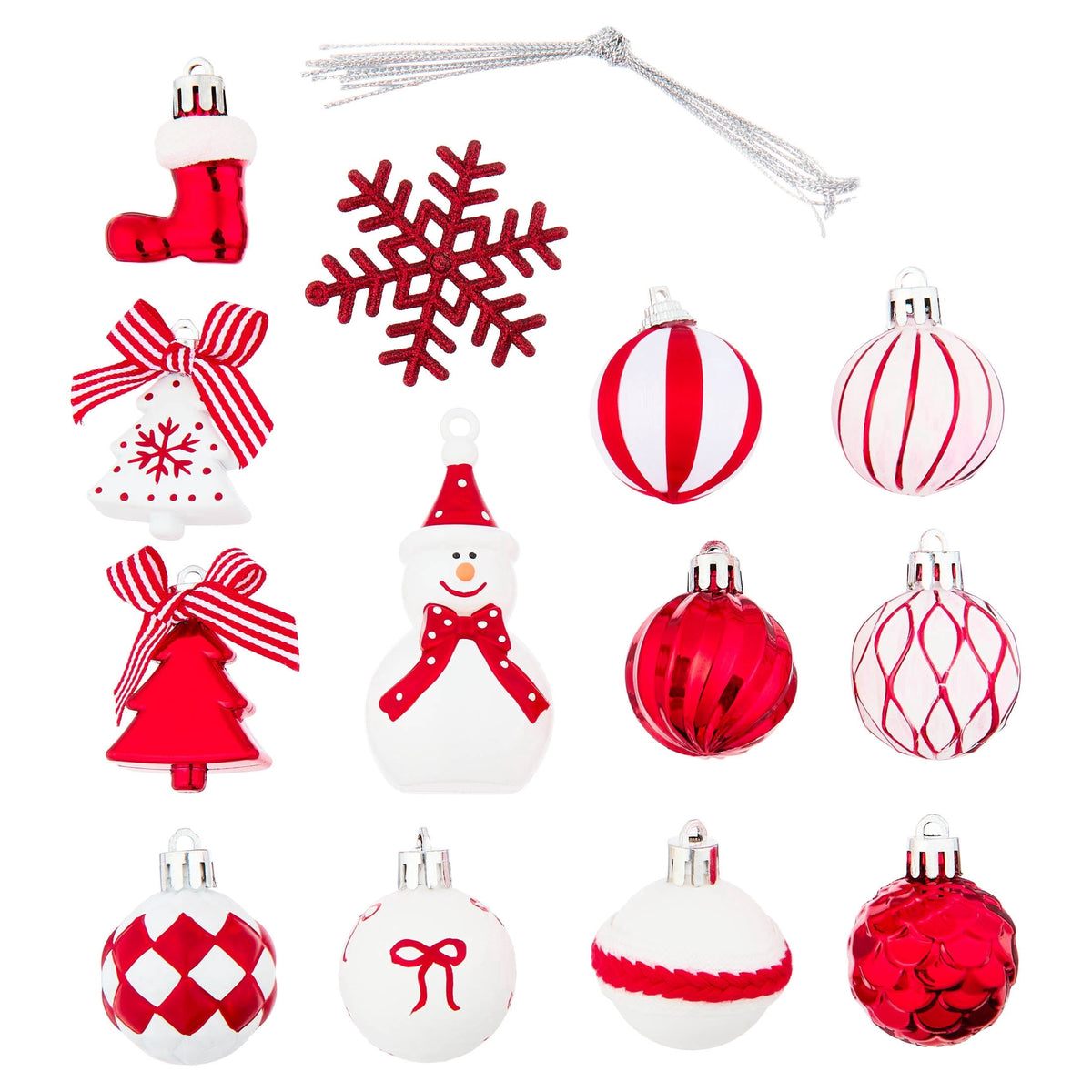 24-Count Red and White Mini Christmas Ornaments, by Holiday Time