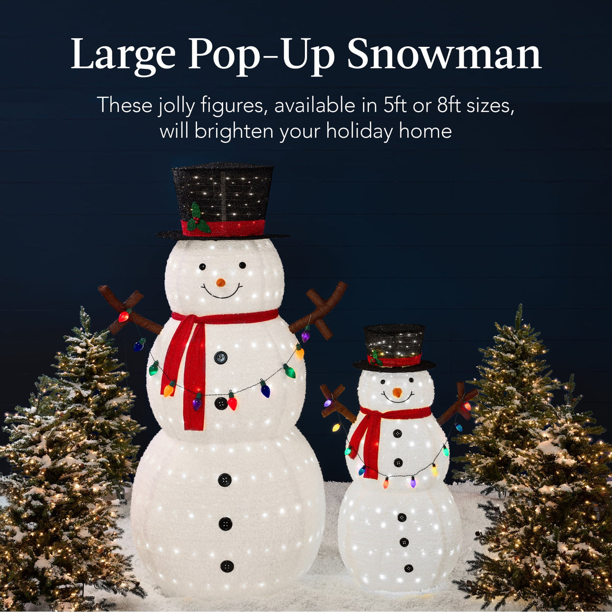Best Choice Products 3ft Lighted Pop-Up Snowman, Outdoor Christmas Holiday Decoration w/ 100 LED Lights, Hat , Scarf