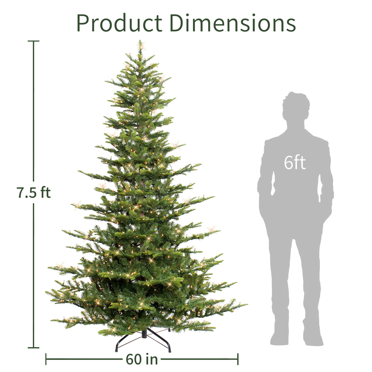 Puleo International Pre-Lit 7.5 ft Aspen Fir Artificial Christmas Tree with 700 Clear Lights