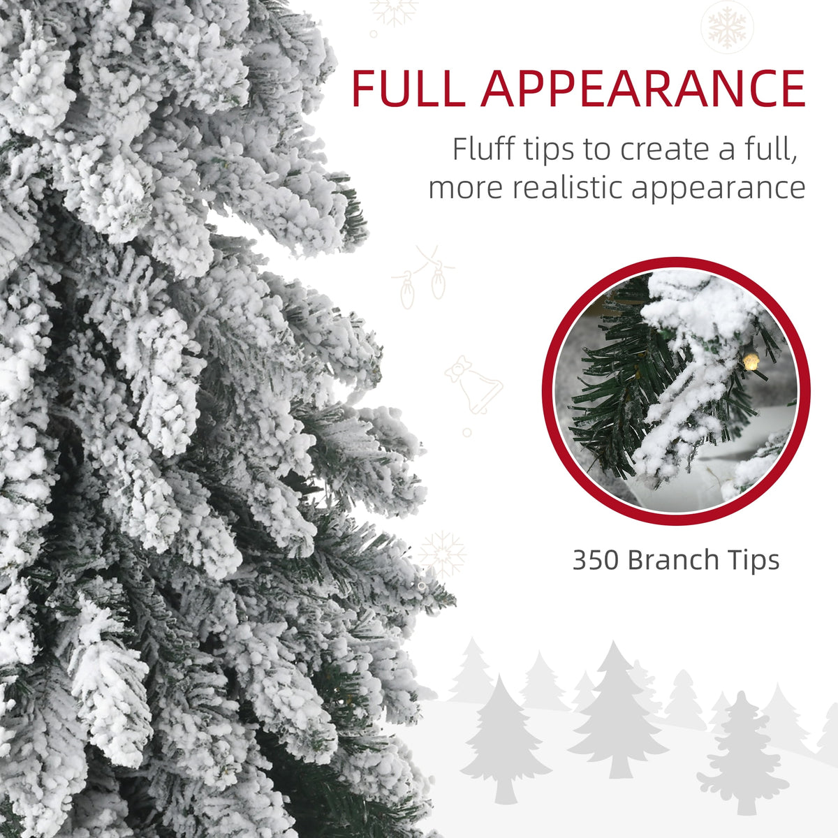 HOMCOM 4' Downswept Slim Snow Artificial Christmas Tree with LED Lights