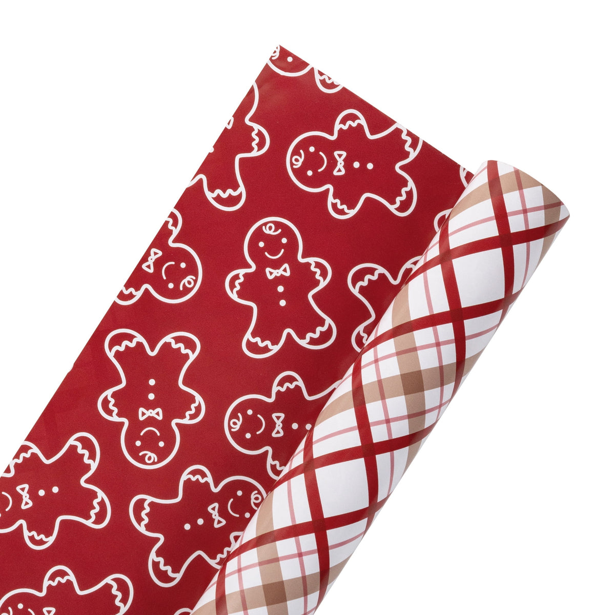 LaRibbons Christmas Wrapping Paper, 30" x 10' Holiday Reversible Gift Wrap Kit, Gingerbread Season