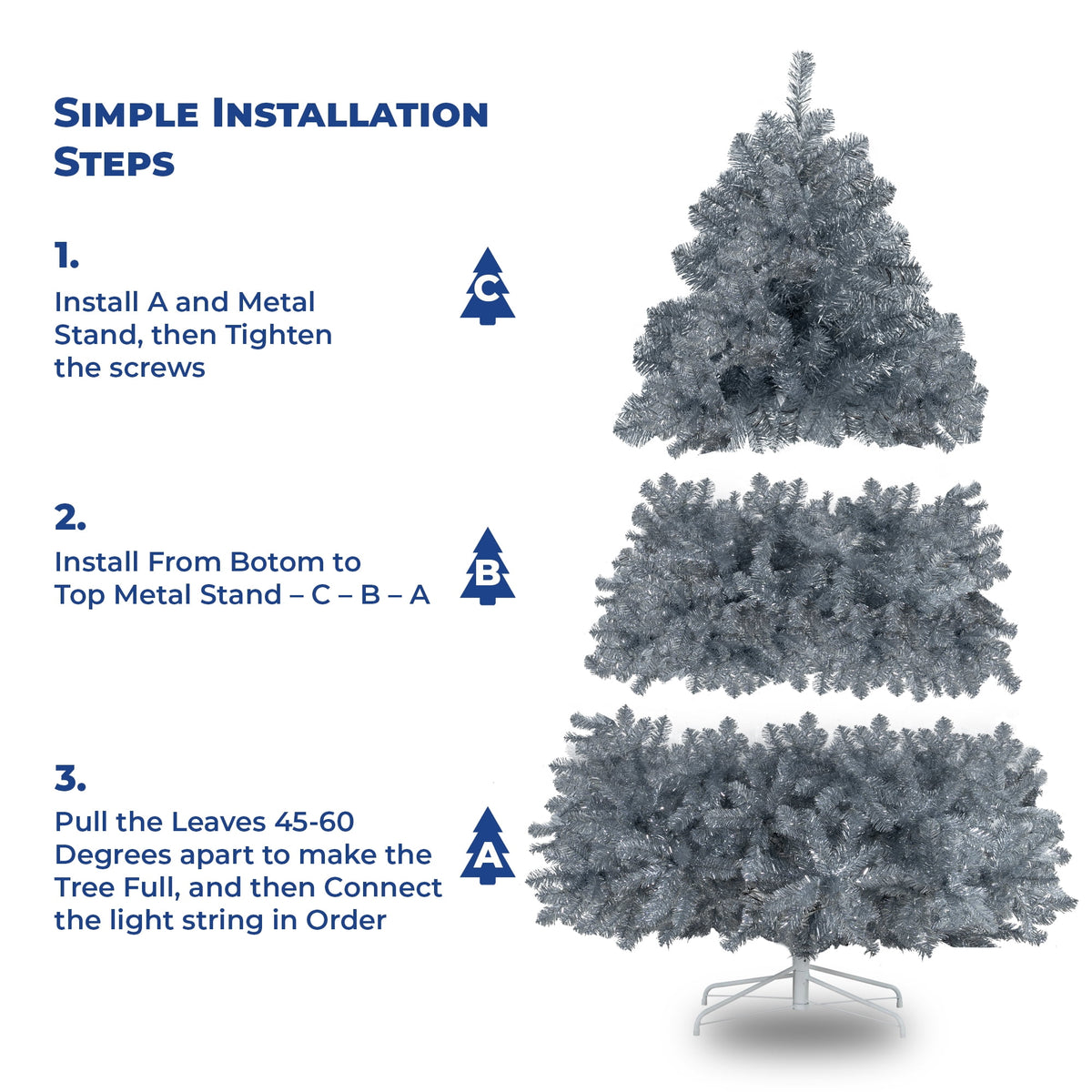 Naomi Home 7.5ft Gold Christmas Tree with Lights, Unique Colored Christmas Tree Prelit with 1412 Branch Tips, 600 Warm Lights and Metal Stand, Aritificial Christmas Tree