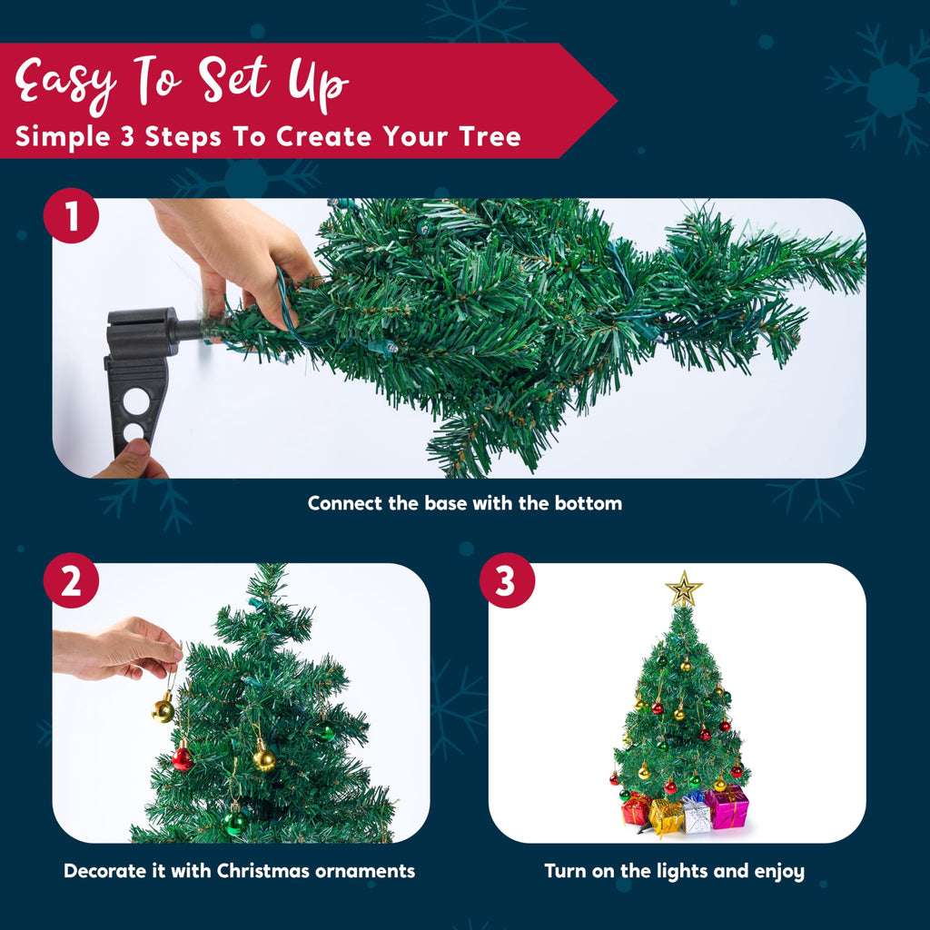 Joyfy 24in Prelit Tabletop Christmas Tree with Decoration Kit (Gold, Battery Operated)