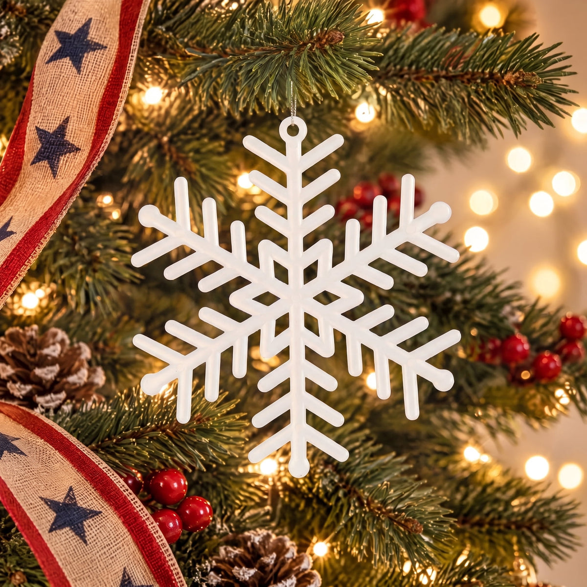 20-Count Pink Glitter Snowflake Christmas Ornaments, 3.9", by Holiday Time