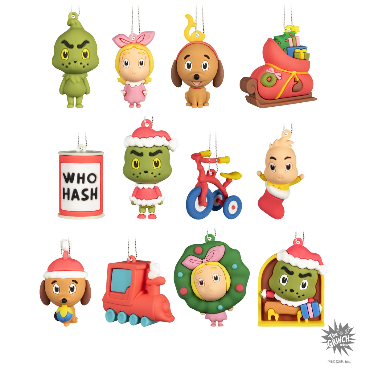 Hallmark Countdown Calendar 12 Mini Ornaments (Grinch, Christmas), 1 Count