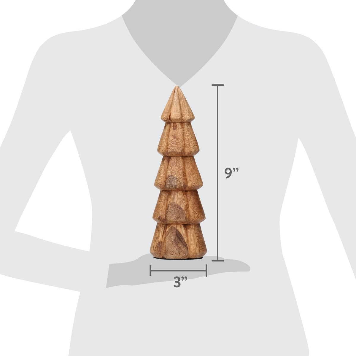 Wood Tree Christmas Decoration, Natural, 9", by Holiday Time