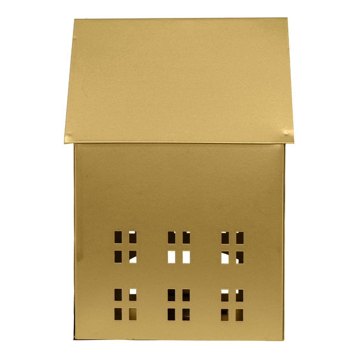My Texas House Metal House Tealight Candle Holder Christmas Decoration, Gold, 8"