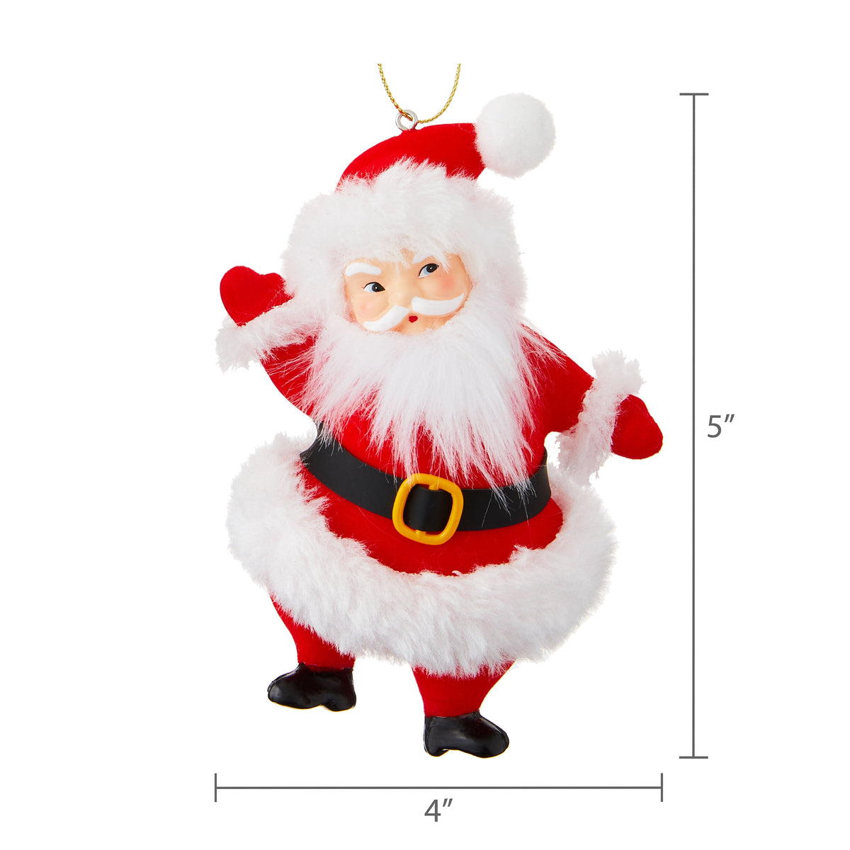 Mr. Christmas 5-inch Flocked Dancing Santa Ornament, Red