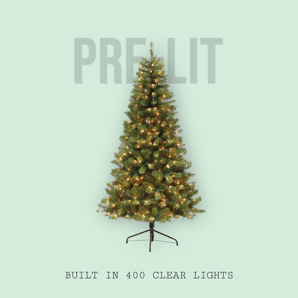 Good Tidings 7.5-Foot Pre-Lit Vermont Christmas Tree with 400 Clear Lights