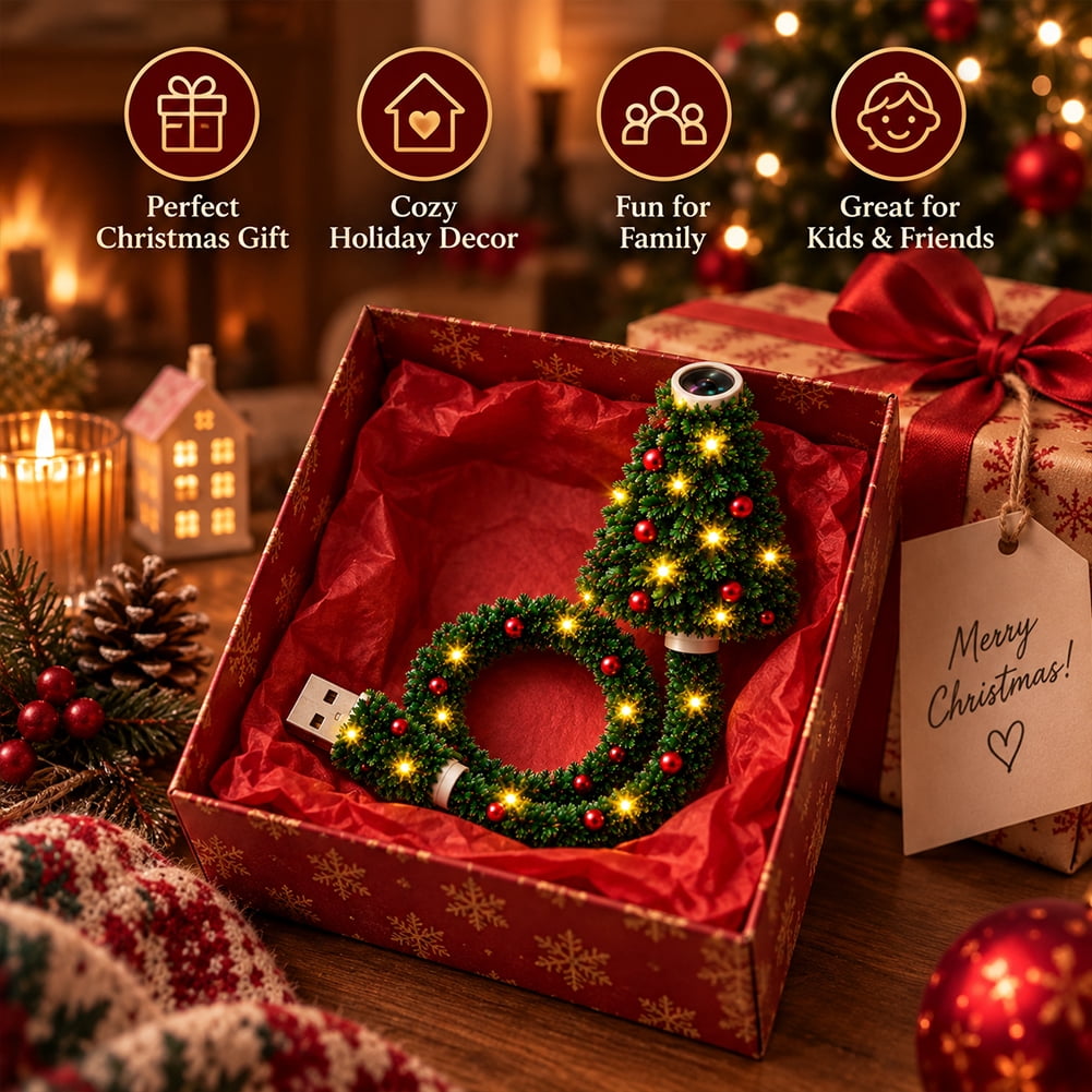 Christmas Projector Light Tree-Shaped, HD Plug Christmas Projector for Wall and Ceiling Decor, USB Indoor Christmas Light for Room, Party and Seasonal Displays