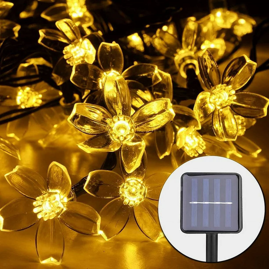 Solar Flower String Lights, Cherry Blossoms Solar Fairy Light,23ft 50 LED Outdoor Waterproof String Lights for Christmas Tree, Home, Garden, Wedding, Patio, Party Decorations(pink)