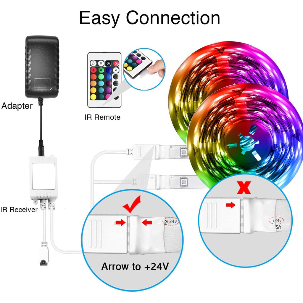 DAYBETTER Led Strip Lights, 100ft Light Strips with App Control Remote, 5050 RGB Led Lights for Bedroom, Music Sync Color Changing Lights for Room Party
