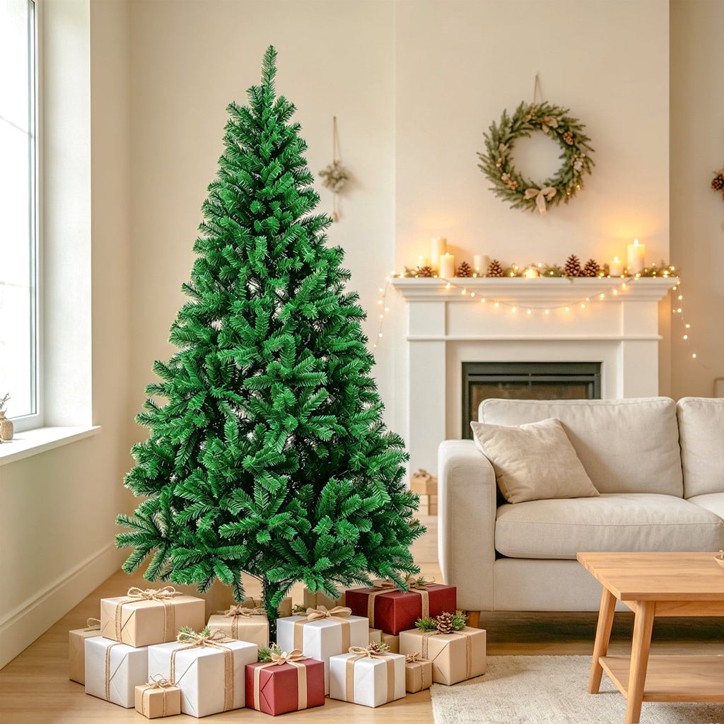AGCAN Artificial Christmas Tree, 5ft Unlit Christmas Pine Tree with 350 Branch Tips, Xmas Tree with Metal Stand for Indoor Home Office Decor, Green
