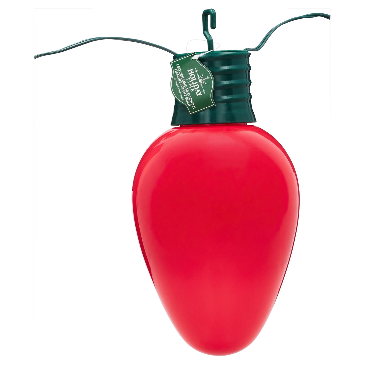Indoor/Outdoor LED Giant Hanging C9 Bulb Christmas Light, Ceramic Green, 14", by Holiday Time