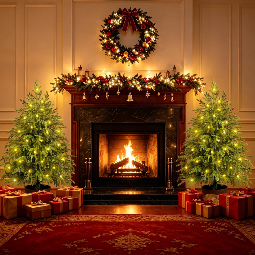 Yastouay 2FT Tabletop Christmas Tree Artificial Norfolk Pine Pre-Lit Xmas Tree with Lights for Front Porch Indoor Outdoor Christmas Decor