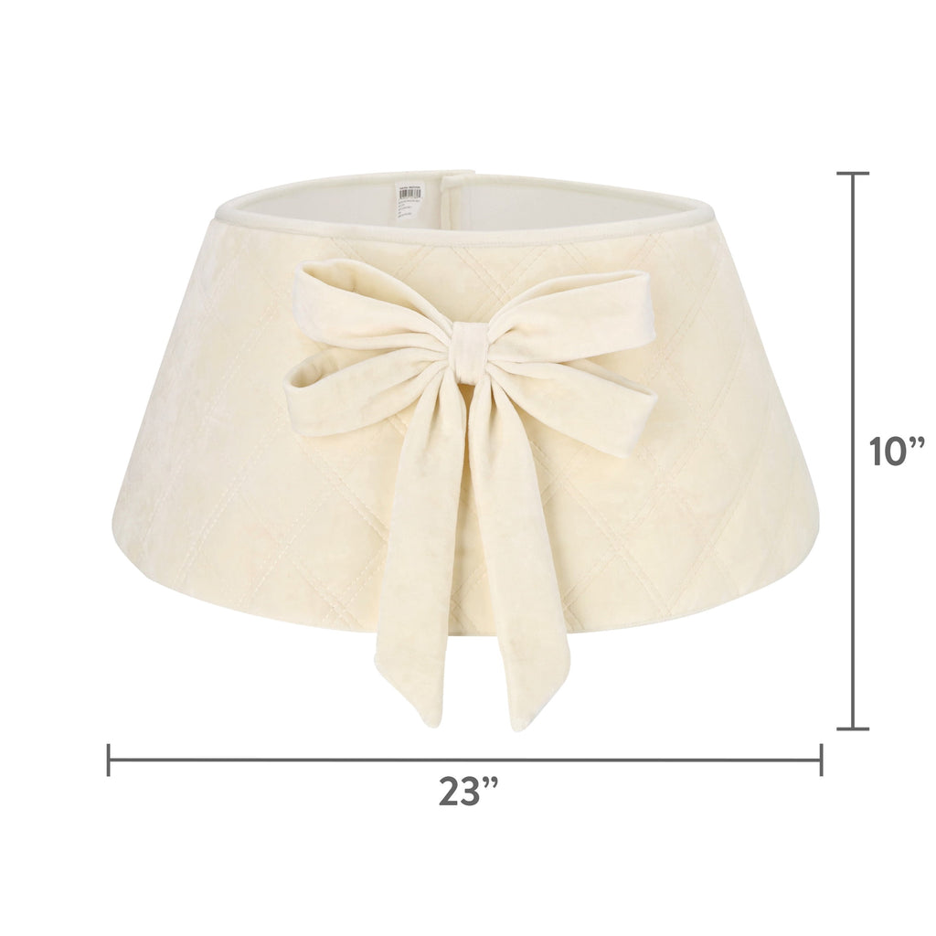 Quilted Velvet Stand Band Christmas Tree Collar, Cream, 23", by Holiday Time