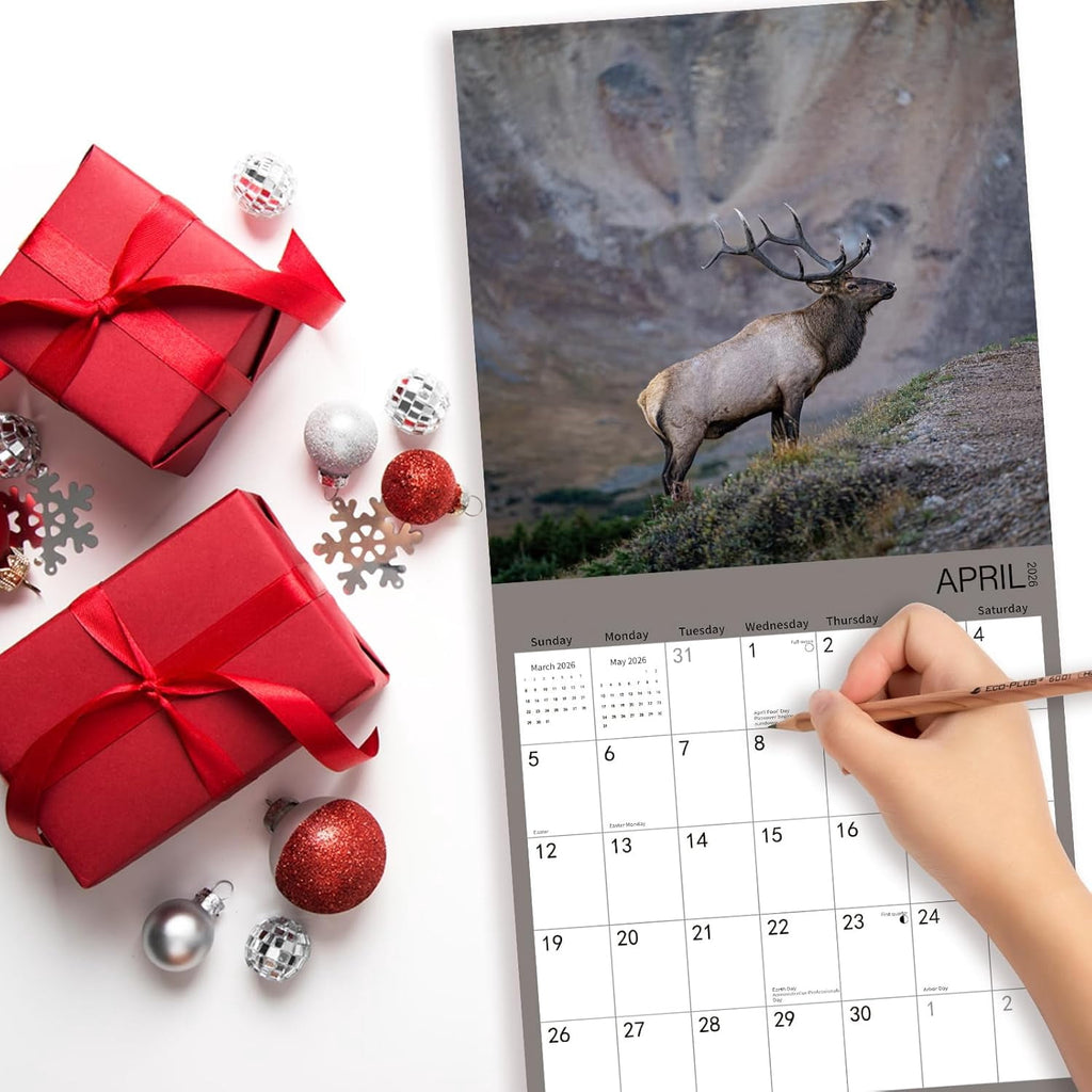 2026 Wall Calendar,Wolf Calendar 2025-2026,Wolf Monthly Wall Calendar, 12" x 24" Open,Family Planner Calendar with Wolf, Home & Office Organizer,Hangable