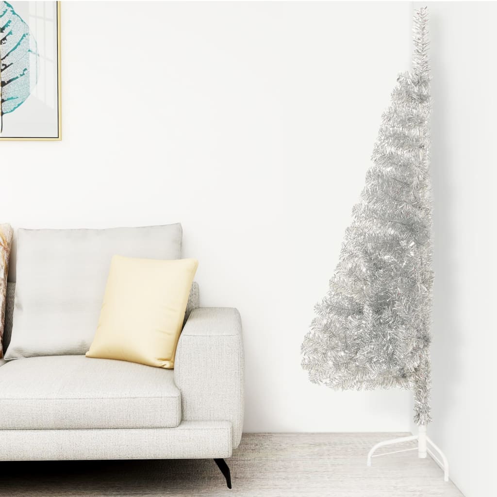 vidaXL Christmas Tree Decoration Artificial Half-Circle Tree with Stand PVC