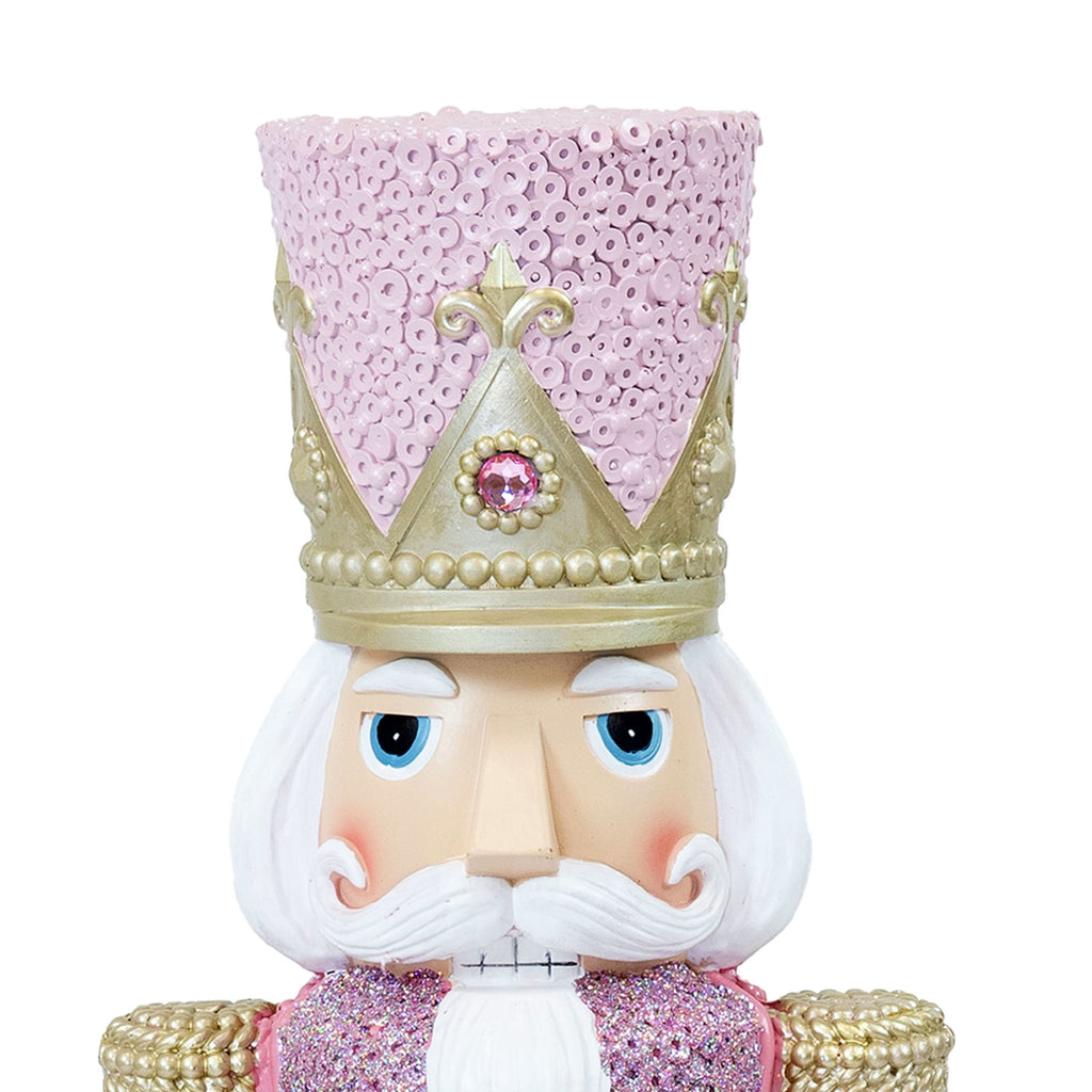 Sunnydaze Pink Polyresin Kenneth the Princely Nutcracker Christmas Statue, 37"