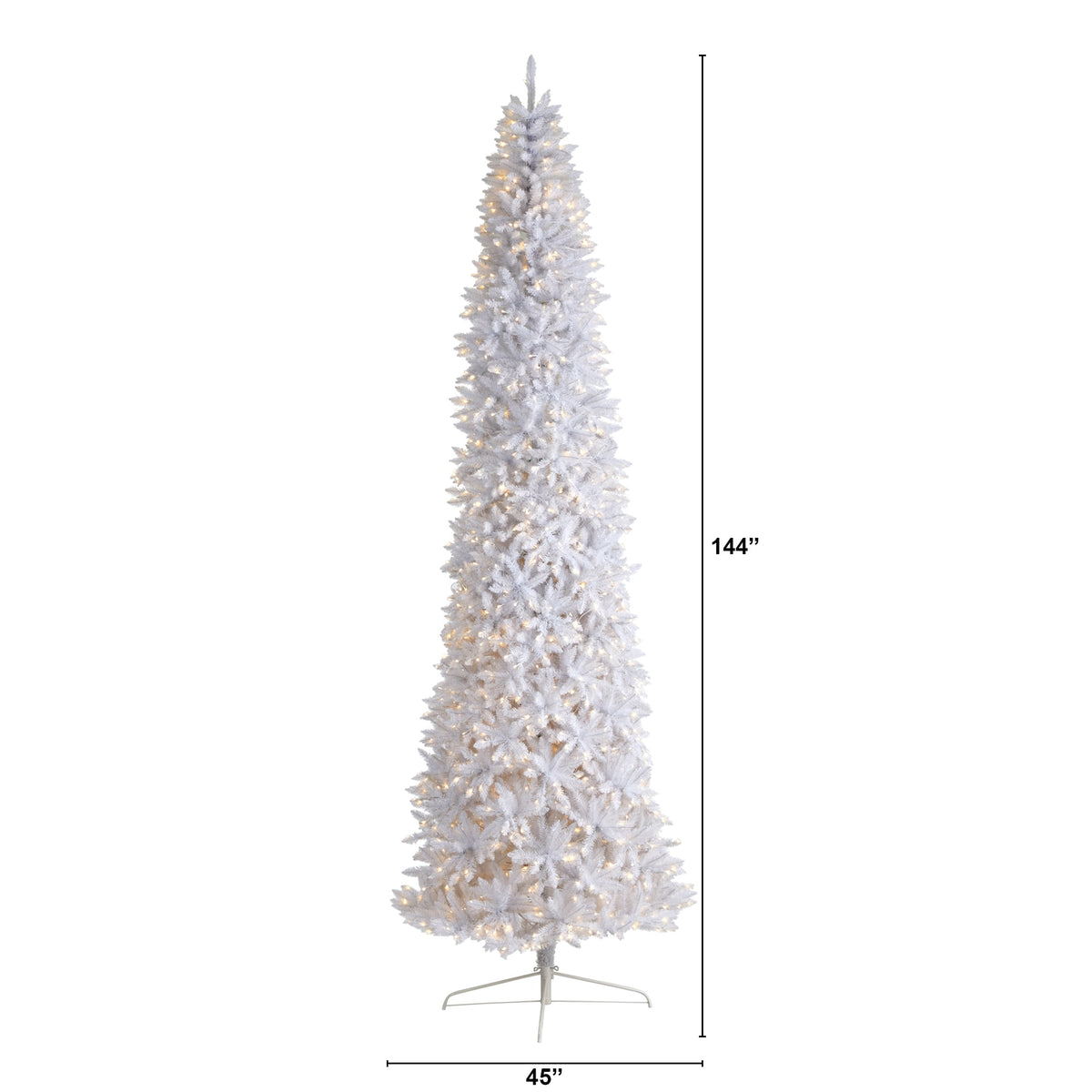 Nearly Natural 3' White Slim Artificial Christmas Tree Prelit 50 Warm White LED Lights