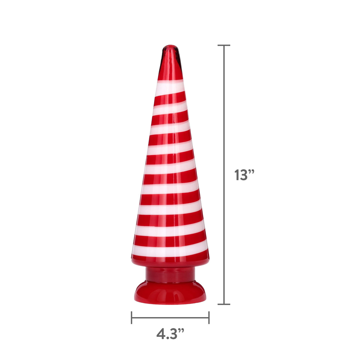 Large Striped Glass Tree Christmas Decoration, Red and White, 13", by Holiday Time