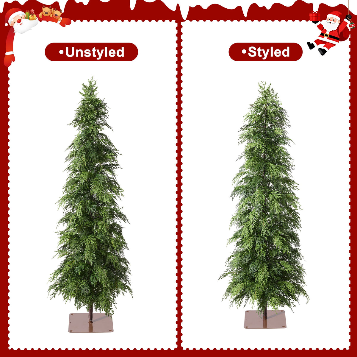 DR.Planzen Artificial Cypress Tree 5FT - Realistic PE Faux Christmas Tree with Stable Iron Base, Artificial Evergreen Tree for Front Porch, Patio, Entryway, Indoor Outdoor Home Decor