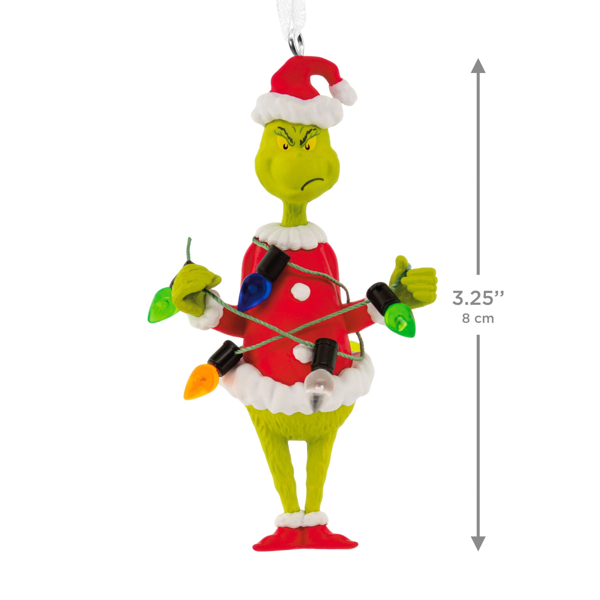 Hallmark Christmas Ornament (Grinch With String Lights), 1 Count