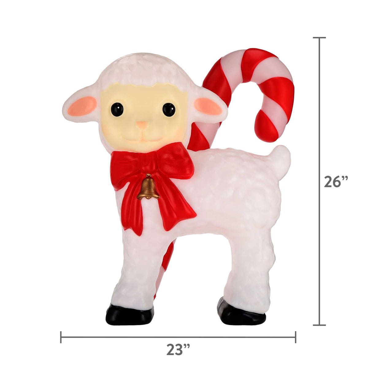 Lighted Blow Mold Sheep with Candy Cane Indoor/Outdoor Christmas Decoration, Multicolor, 26", by Holiday Time