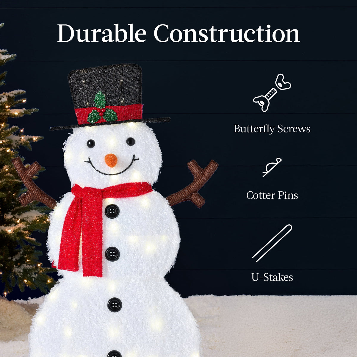 Best Choice Products 3-Piece 2D Lighted Snowman Family Set Outdoor Yard Decor w/ 135 Twinkling LED Lights