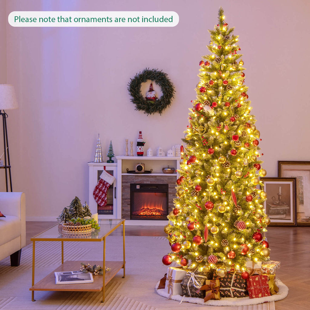 Costway 5 FT Pre-Lit Artificial Christmas Tree with 408 Snowy Branch Tips 250 LED Lights