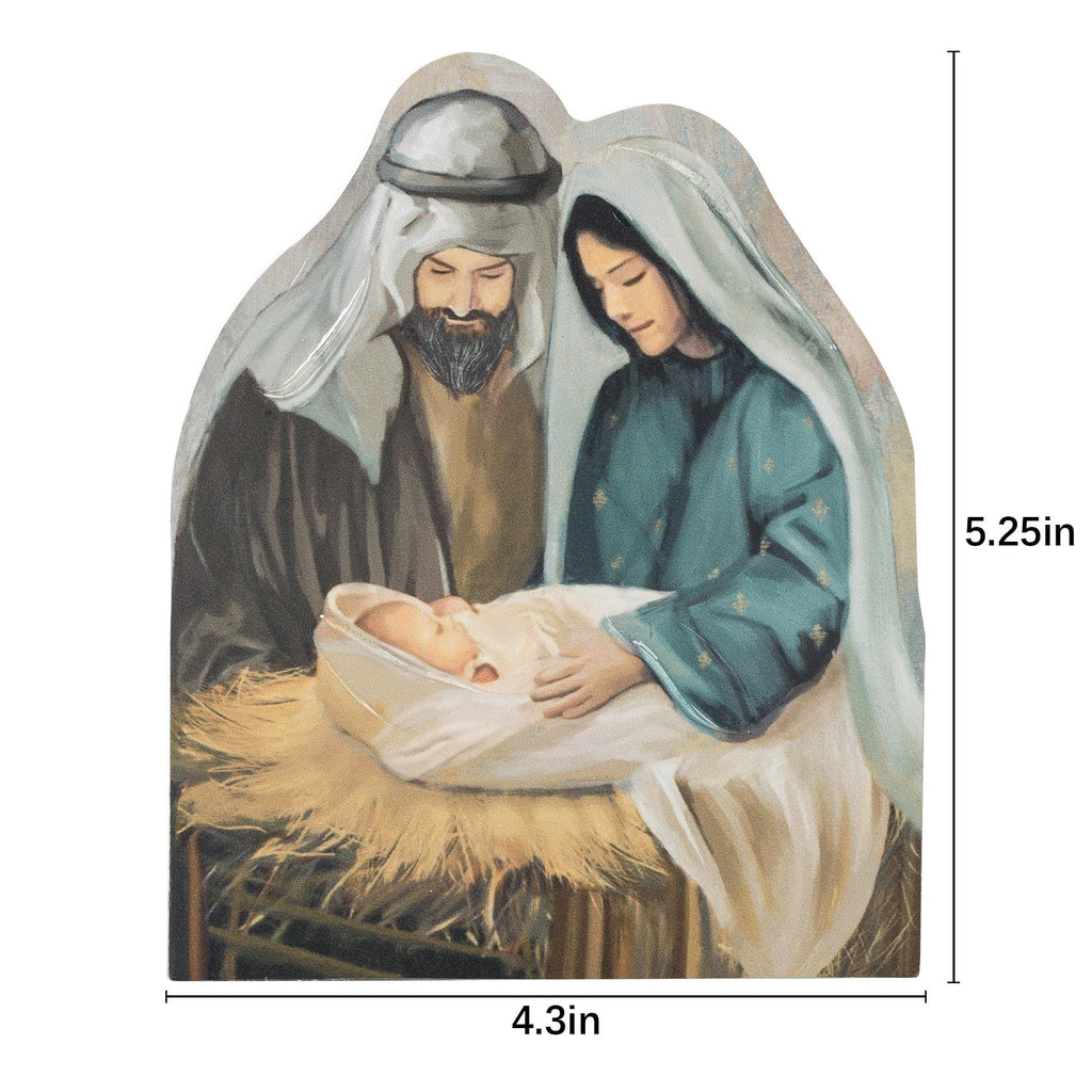 Mary, Joseph, and Baby Jesus Nativity Block Artwork Christmas Decoration, Multicolor, 5.3", by Holiday Time