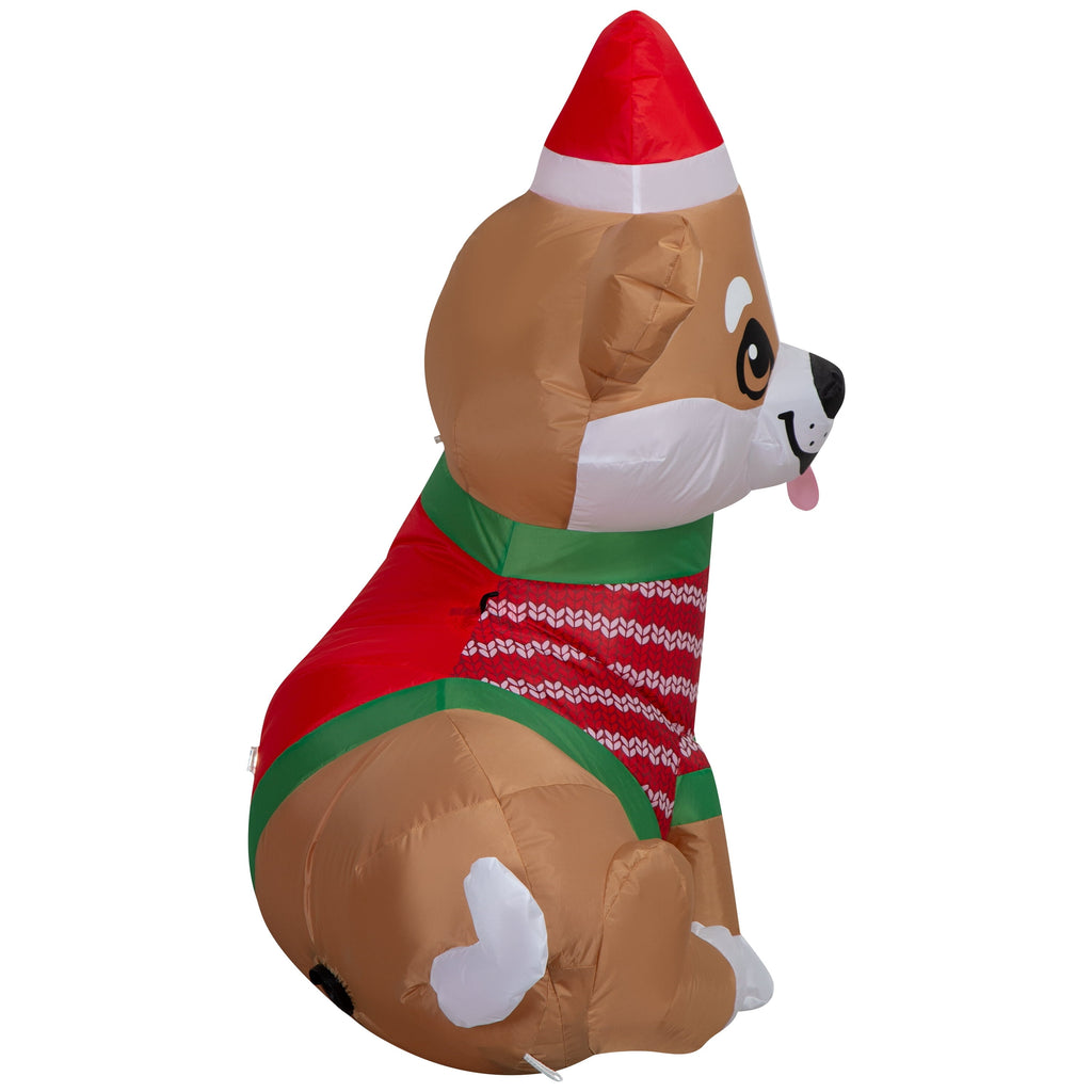 Multicolor Corgi in Sweater Christmas Airblown Yard Inflatable, 3.5', by Holiday Time